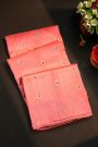 Chanderi Silk Peach Pink Saree With Florals And Buttis Body