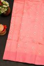 Chanderi Silk Peach Pink Saree With Florals And Buttis Body
