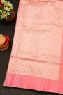 Chanderi Silk Peach Pink Saree With Florals And Buttis Body