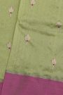 Chanderi Silk Sage Green Saree With Floral Buttis Body