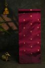 Chanderi Silk Wine Saree With Floral Buttis Body