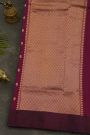 Chanderi Silk Wine Saree With Floral Buttis Body