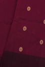 Chanderi Silk Wine Saree With Floral Buttis Body