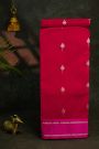 Chanderi Silk Rani Pink Saree With Floral Buttis Body