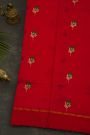 Chanderi Silk Red Saree With Floral Buttis Body