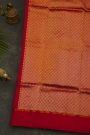 Chanderi Silk Red Saree With Floral Buttis Body
