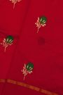 Chanderi Silk Red Saree With Floral Buttis Body
