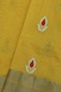Chanderi Silk Yellow Saree With Kaddi Border