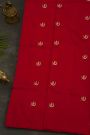 Chanderi Silk Red Saree With Bird Buttis Body