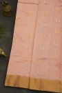 Chanderi Silk Peach Saree With Muniya Buttis Border
