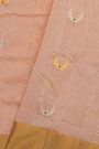 Chanderi Silk Peach Saree With Muniya Buttis Border