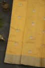 Chanderi Silk Yellow Saree With Kaddi Border