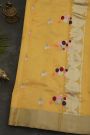 Chanderi Silk Yellow Saree With Kaddi Border