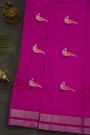 Chanderi Silk Rani Pink Saree With Bird Buttis Body
