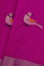 Chanderi Silk Rani Pink Saree With Bird Buttis Body