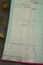 Chanderi Silk Sky Blue Saree With Florals Body