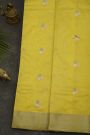 Chanderi Silk Yellow Saree With Circle Buttis Body