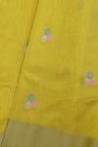Chanderi Silk Yellow Saree With Circle Buttis Body