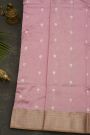 Chanderi Silk Baby Pink Saree With Floral Buttis Body