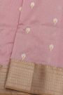 Chanderi Silk Baby Pink Saree With Floral Buttis Body
