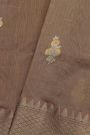 Chanderi Silk Light Grey Saree With Floral Buttis Body
