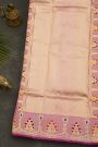 Chanderi Silk Pink Saree With Florals And Leaves Jaal Border