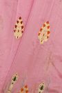 Chanderi Silk Pink Saree With Florals And Leaves Jaal Border