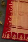 Chanderi Silk Red Saree With Florals And Leaves Jaal Border