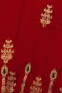 Chanderi Silk Red Saree With Florals And Leaves Jaal Border