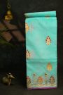 Chanderi Silk Sky Blue Saree With Florals And Leaves Jaal Border