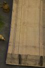 Chanderi Silk Royal Blue Saree With Florals And Cross Lines Border