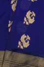 Chanderi Silk Royal Blue Saree With Florals And Cross Lines Border