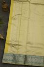 Chanderi Silk Yellow Saree With Florals And Leaves Jaal Border