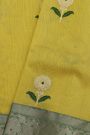 Chanderi Silk Yellow Saree With Florals And Leaves Jaal Border