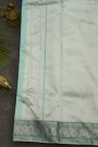 Chanderi Silk Sky Blue Saree With Florals And Leaves Jaal Border