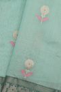 Chanderi Silk Sky Blue Saree With Florals And Leaves Jaal Border