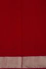 Chanderi Silk Red Saree With Florals And Pichwai Cows Body