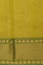 Chanderi Silk Mustard Yellow Saree With Cross Lines In Zari Border