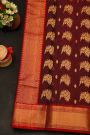 Chanderi Silk Maroon Saree With Florals And Buttis Body