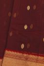 Chanderi Silk Maroon Saree With Florals And Buttis Body
