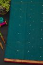 Chanderi Silk Teal Green Saree With Contrast Kaddi Border