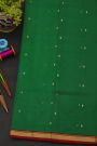 Chanderi Silk Bottle Green Saree With Contrast Kaddi Border