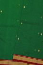 Chanderi Silk Bottle Green Saree With Contrast Kaddi Border