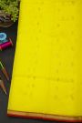 Chanderi Silk Yellow Saree With Contrast Kaddi Border