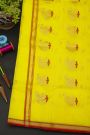 Chanderi Silk Yellow Saree With Contrast Kaddi Border