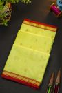 Chanderi Silk Light Yellow Saree With Contrast Kaddi Border