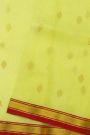 Chanderi Silk Light Yellow Saree With Contrast Kaddi Border