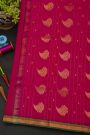 Chanderi Silk Rani Pink Saree With Kaddi Border