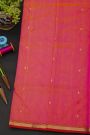 Chanderi Silk Peach Pink Saree With Kaddi Border