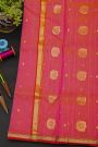 Chanderi Silk Peach Pink Saree With Kaddi Border